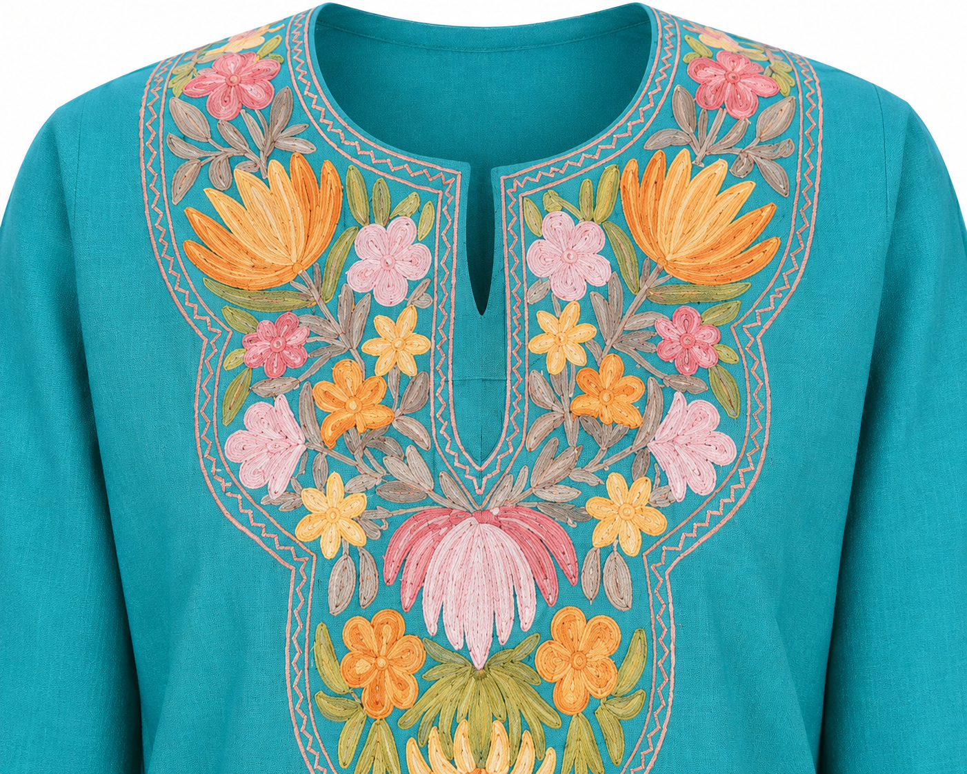 Kashmir Aari cotton Co-Ord Set | Dark Teal